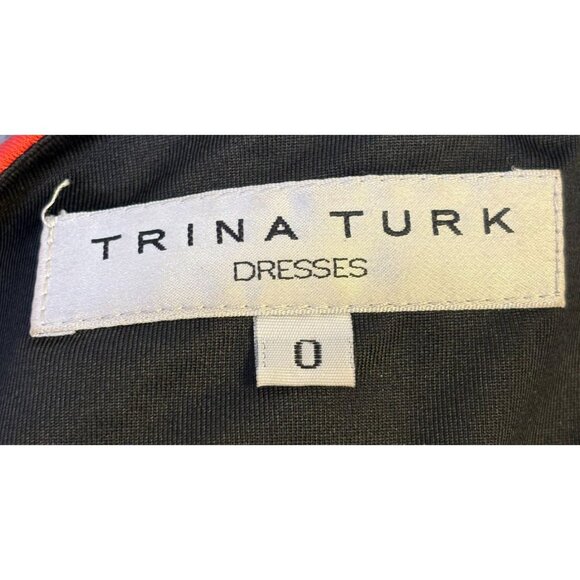 Trina Turk Geometric Print Long Sleeve Dress Red & Black Size 0 - Picture 6 of 6